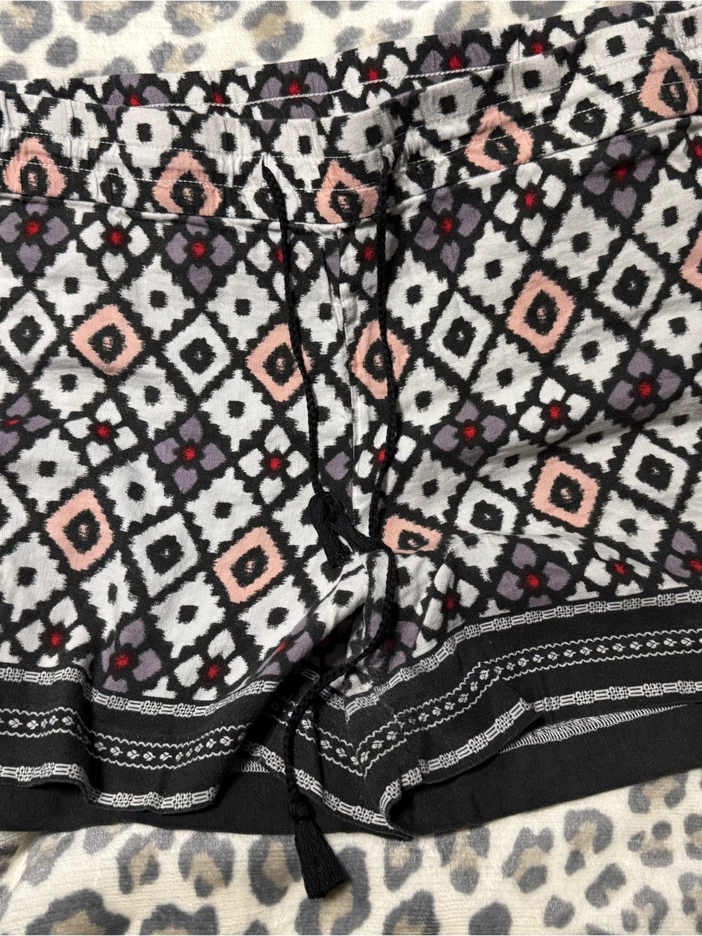 LOFT Black, White, Pink and Red Printed Shorts